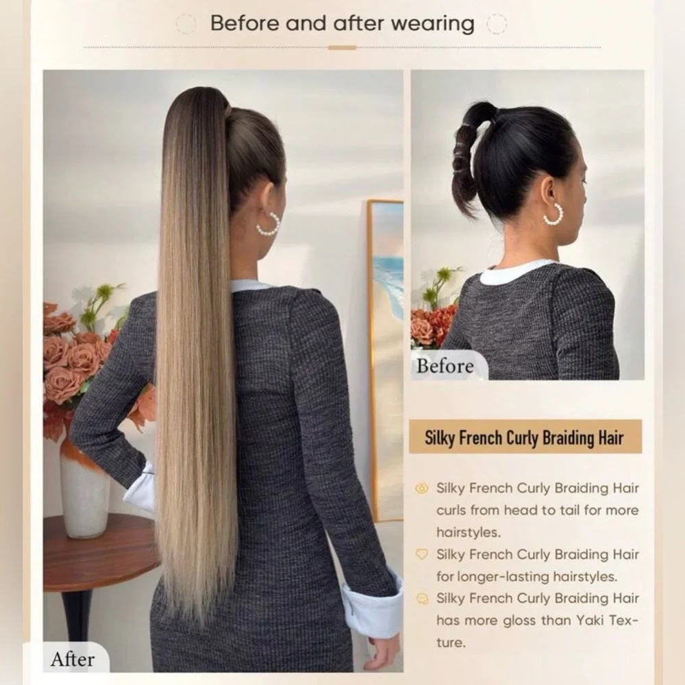 Balayage Wrap-Around Ponytail – Ombre Brown to Ash Blonde 32 “Extension - Picture 7 of 15